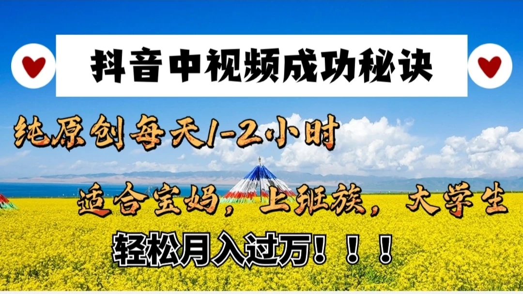 抖音中视频成功秘诀：纯原创每天1-2小时，适合宝妈、上班族、大学生，轻松月入过W！ - 火火兔电子商城