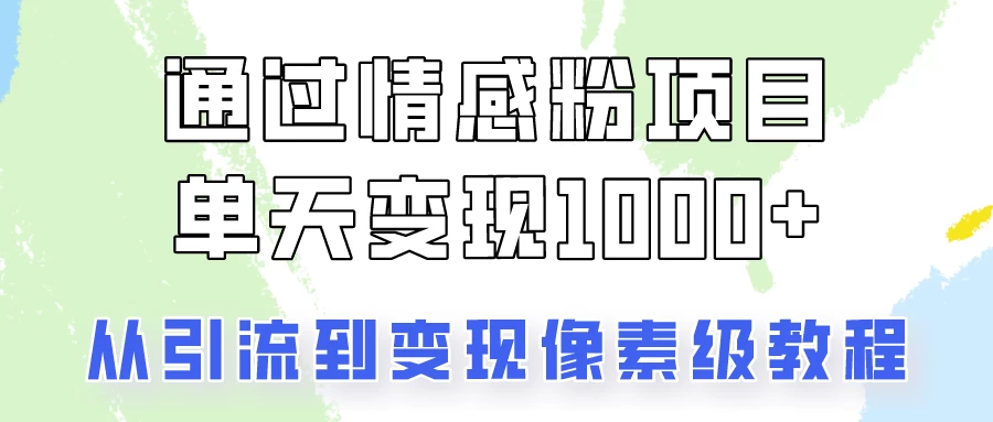 关于情感粉变现项目，我是怎么做到单天赚1000+的？从引流到变现像素级教程 - 火火兔电子商城