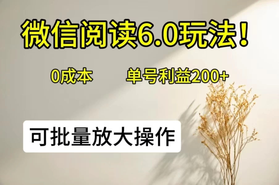 微信阅读6.0玩法！0撸，单号利益200+，可批量放大操作 - 火火兔电子商城