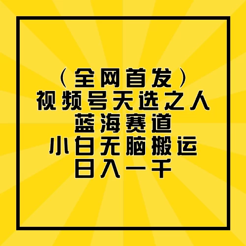 全网首发，视频号天选之人蓝海赛道，小白无脑搬运日入一千 - 火火兔电子商城
