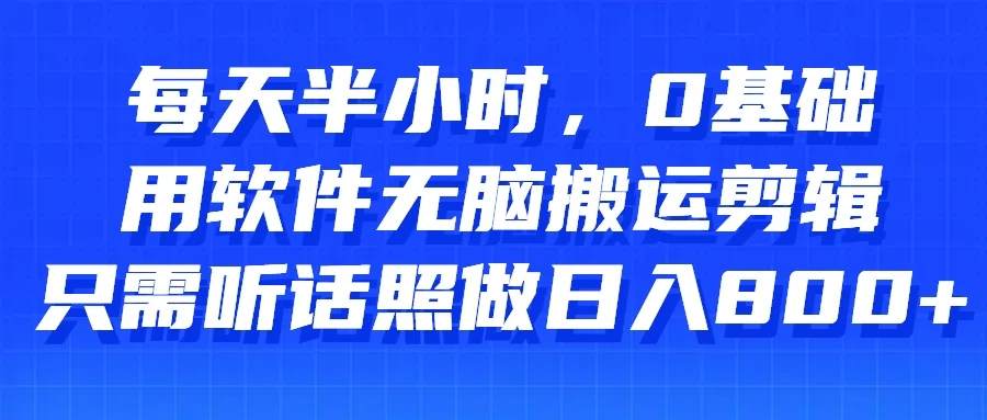 每天半小时，0基础用软件无脑搬运剪辑，只需听话照做日入800+ - 火火兔电子商城