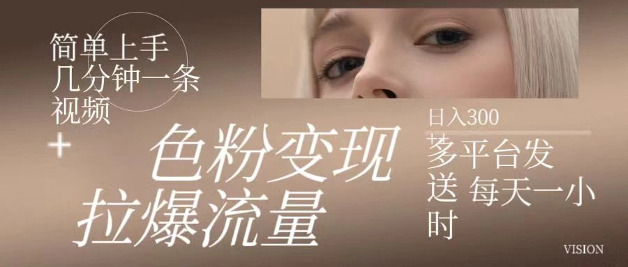 色粉变现，拉爆流量，简单上手几分钟一条视频，多平台发送每天一小时，日入300+ - 火火兔电子商城
