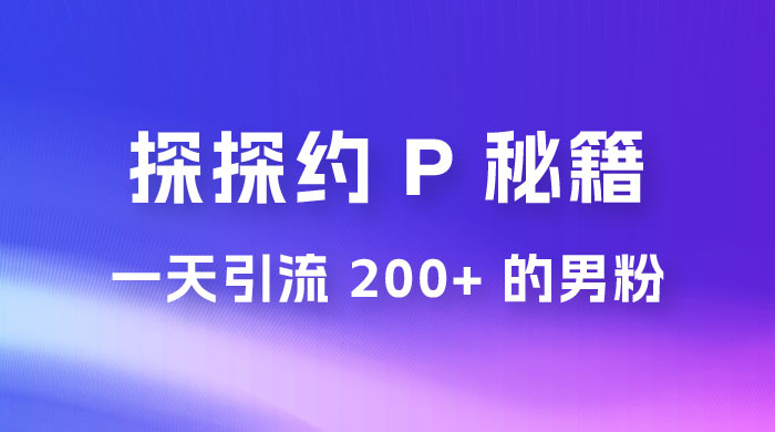 靠探探约 P 秘籍，一天引流 200+ 的男粉，日赚1000+，就是这么玩的 - 火火兔电子商城