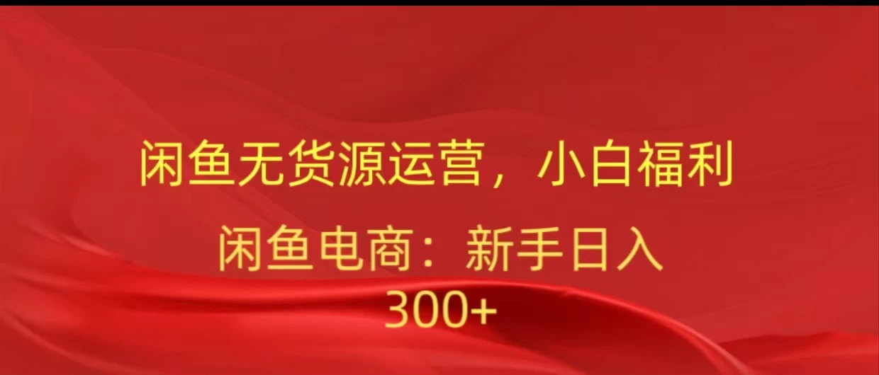 闲鱼无货源运营，小白福利，日入300+，轻松月入过万！ - 火火兔电子商城
