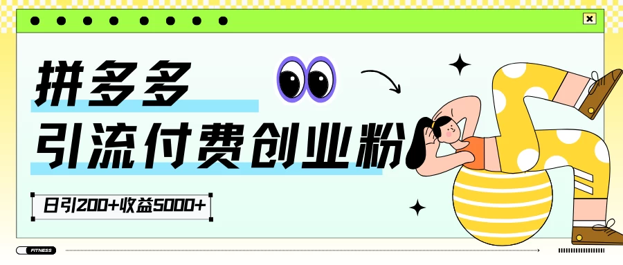 拼多多引流付费创业粉，日引200+，收益5000+ - 火火兔电子商城