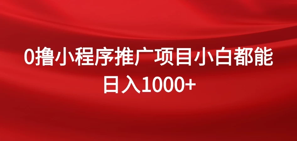 0撸小程序推广项目，日入四位数，零基础小白也能做 - 火火兔电子商城