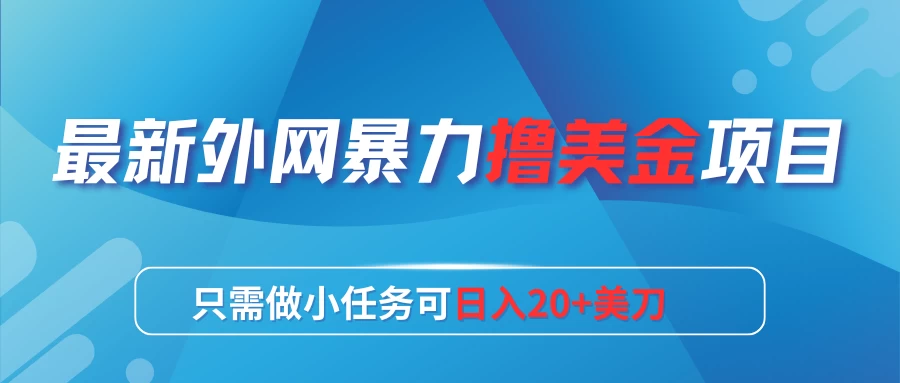 最新外网暴力撸美金项目，只需做小任务可日入20+美刀 - 火火兔电子商城