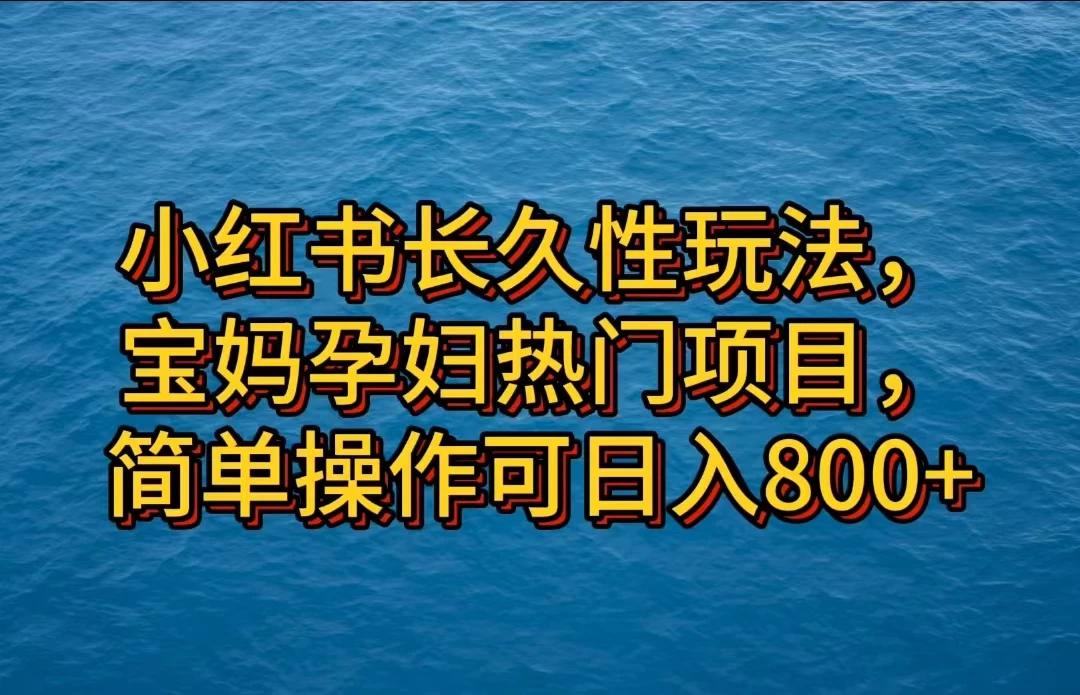 小红书长久性玩法，宝妈孕妇热门项目，简单操作可日入800+ - 火火兔电子商城