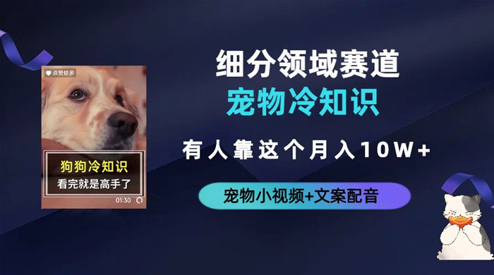 不起眼的抖音细分赛道 · 宠物冷知识：一段宠物视频配文案，有人靠这个月入 10w - 火火兔电子商城