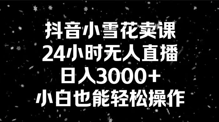 抖音小雪花卖课，24 小时无人直播，日入 3000+ ，小白也能轻松操作 - 火火兔电子商城