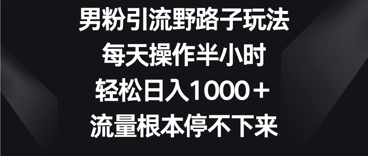 男粉引流野路子玩法，每天操作半小时轻松日入1000＋，流量根本停不下来 - 火火兔电子商城