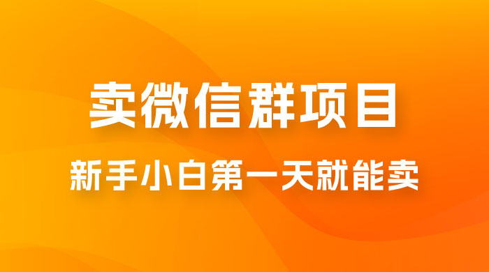 最新卖微信群项目玩法拆解：新手小白第一天就能卖，日入 300+ - 火火兔电子商城
