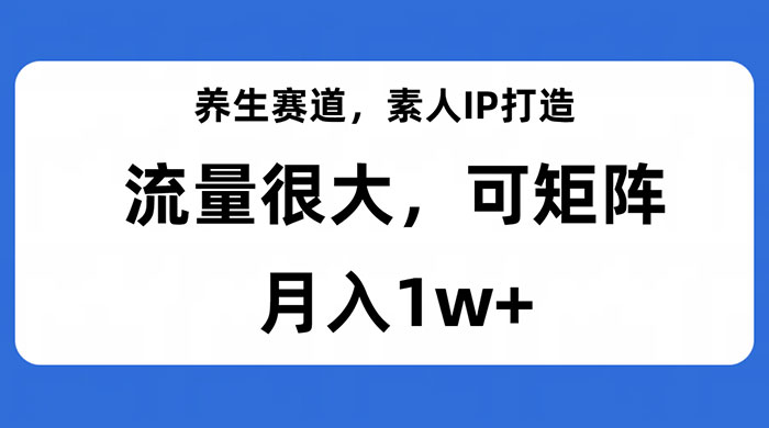 养生赛道，素人IP打造，流量很大，可矩阵，月入1w+ - 火火兔电子商城