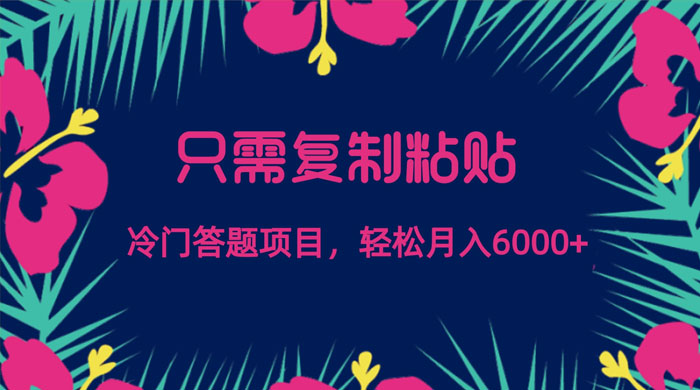 只需复制粘贴，冷门答题项目，轻松月入 6000 - 火火兔电子商城