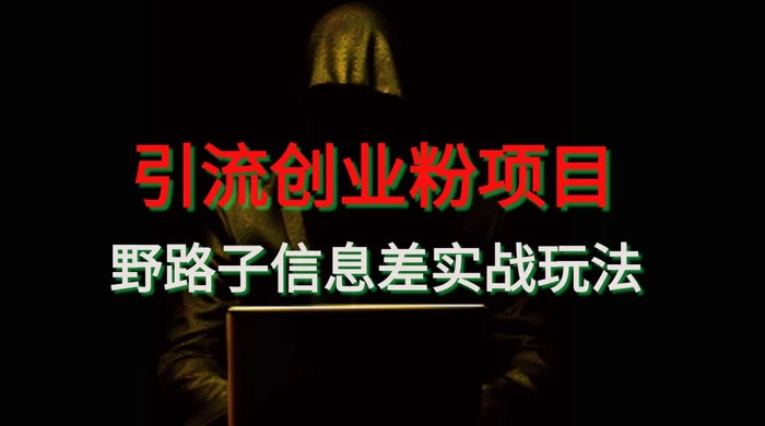 野路子信息差玩法实战教学，引流创业粉 - 火火兔电子商城