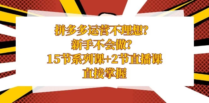 拼多多运营不理想？新手不会做？​15 节系列课+ 2 节直播课，直接掌握 - 火火兔电子商城