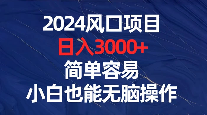 2024 风口项目，日入 3000+，简单容易，小白也能无脑操作 - 火火兔电子商城