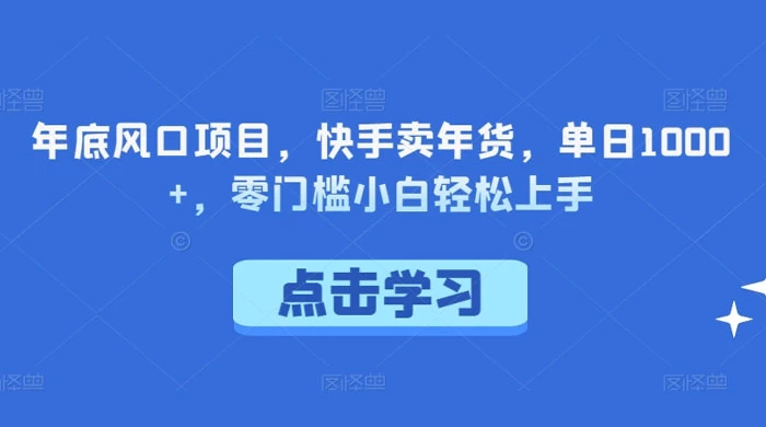 年底风口项目，快手卖年货，单日 1000+，零门槛小白轻松上手 - 火火兔电子商城