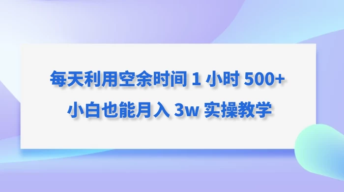 每天利用空余时间 1 小时 500+ 小白也能月入 3w 实操教学 - 火火兔电子商城