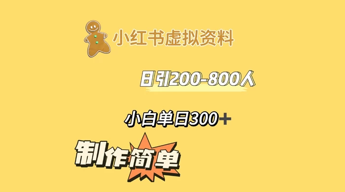 小红书虚拟资料日引 200-800 人，小白单日收益 300+ - 火火兔电子商城