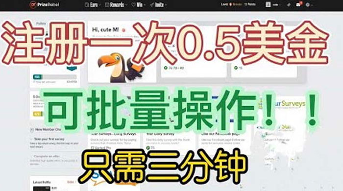 国外注册一次 0.5 美金项目：只需三分钟无脑操作、小白工作室福利 - 火火兔电子商城