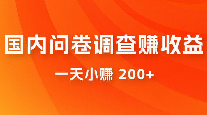 国内问卷调查赚收益，一天小赚 200+，小白随便上手 - 火火兔电子商城
