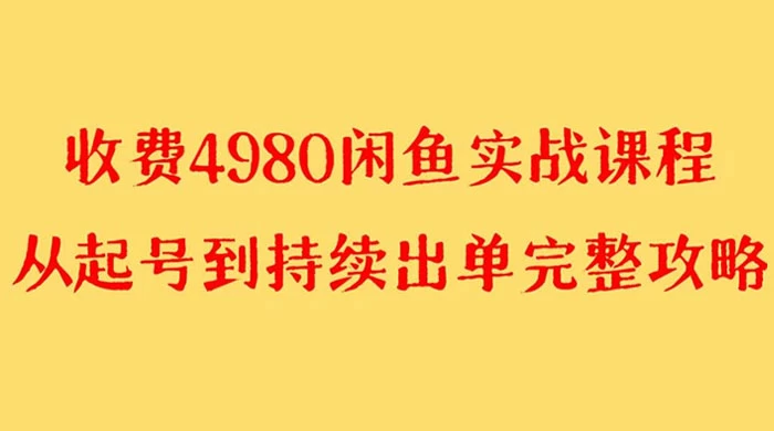 外面收费 4980 闲鱼无货源实战教程，单号 4000+ - 火火兔电子商城
