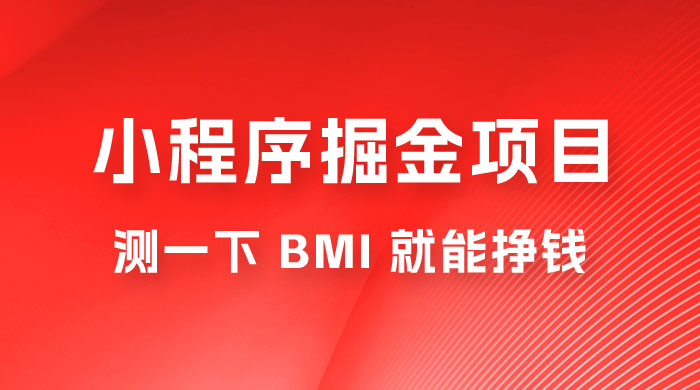 日入 300+ 的小程序掘金项目，测一下 BMI 就能挣钱 - 火火兔电子商城
