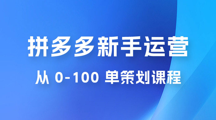 拼多多新手运营从 0-100 单策划课程，从零起步到爆单详细教程 - 火火兔电子商城