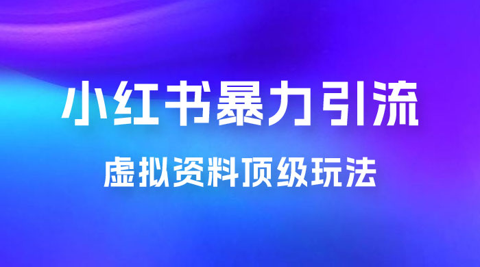虚拟资料顶级玩法，小红书暴力引流，喂饭级教程零成本，利润任你定 - 火火兔电子商城