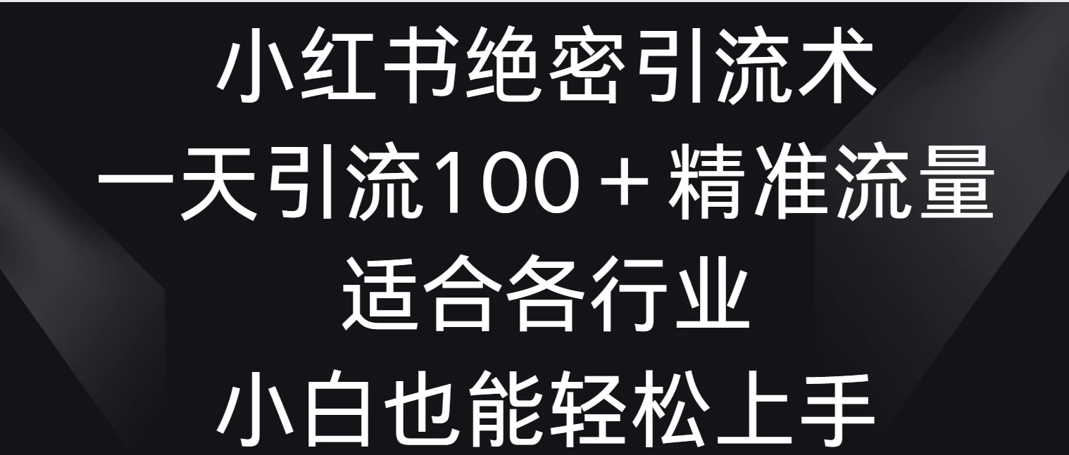 小红书绝密引流术，一天引流100＋精准流量，适合各个行业，小白也能轻松上手 - 火火兔电子商城