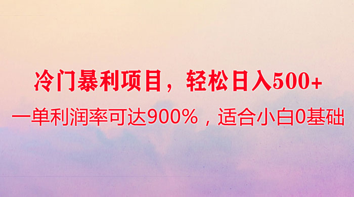 冷门暴利项目，一单利润率可达 900%，轻松日入 500+，适合小白 0 基础 - 火火兔电子商城